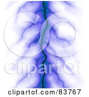 Poster, Art Print Of Vertical Bolt Of Blue And Purple Lightning On White