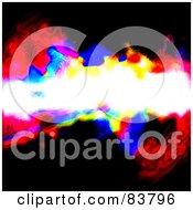Royalty Free RF Clipart Illustration Of A Bright White Text Box Over Rainbow Blobs On Black