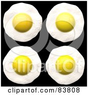 Poster, Art Print Of Four Fried Eggs Cooking Sunny Side Up