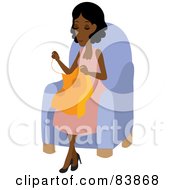 Royalty Free RF Clipart Illustration Of A Pleasant Indian Woman Sitting In A Chair And Sewing by Rosie Piter