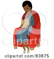 Poster, Art Print Of Relaxed Indian Woman Wearing A Robe Sitting In A Chair And Reading A Book