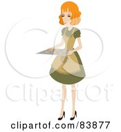 Poster, Art Print Of Domestic Strawberry Blond Woman Holding Chocolate Chip Cookies On A Baking Sheet