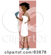 Poster, Art Print Of Indian Woman Draped In A Towel Blow Drying Her Hair