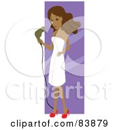 Poster, Art Print Of Hispanic Woman Draped In A Towel Blow Drying Her Hair
