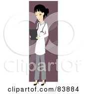 Asian Female Doctor Looking Down At Charts