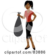 Pretty Indian Woman Carrying A Garbage Bag