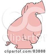 Royalty Free RF Clipart Illustration Of A Mad Pink Pig Standing And Facing To The Right