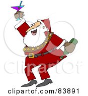 Poster, Art Print Of Santa Dancing And Drinking At A New Years Party