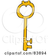 Royalty Free RF Clipart Illustration Of A Yellow Skeleton Key With A Heart Shaped Hole