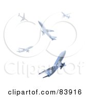 Royalty Free RF Clipart Illustration Of 3d Circling Airplanes