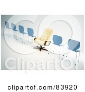 Poster, Art Print Of Plush Leather Chair Facing In The Opposite Direction As Simple Chairs