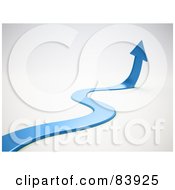 Poster, Art Print Of Blue 3d Curvy Arrow Leading Away And Up