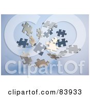 Poster, Art Print Of Floating 3d Puzzle Pieces Over Blue