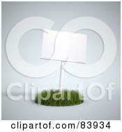 Royalty Free RF Clipart Illustration Of A Blank White 3d Sign Posted In A Circle Of Grass by Mopic