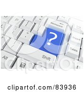 Poster, Art Print Of 3d Blue Question Mark Button On A Computer Keyboard