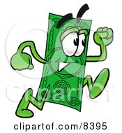 Clipart Picture Of A Dollar Bill Mascot Cartoon Character Running