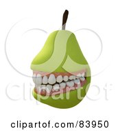 Poster, Art Print Of Grinning 3d Pear With Teeth