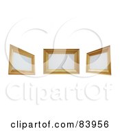 Three 3d Wooden Frames With Blank Spaces