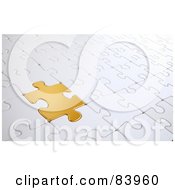 Poster, Art Print Of Golden Puzzle Piece Completing A Whiter Puzzle