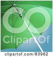 Royalty Free RF Clipart Illustration Of An Open 3d Green Umbrella Against Blue Sky