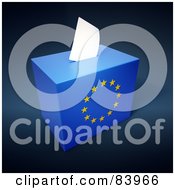 Royalty Free RF Clipart Illustration Of A 3d Europe Ballot Box On Blue by Mopic