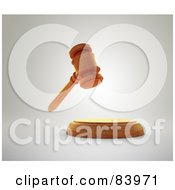 Royalty Free RF Clipart Illustration Of A 3d Wooden Gavel Suspended Over A Sound Block