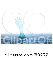 Royalty Free RF Clipart Illustration Of A 3d Water Hand Reaching Out From The Surface Over White by Mopic