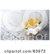 Royalty Free RF Clipart Illustration Of A Golden Puzzle Piece Lowering To Complete A Silver Puzzle by Mopic #COLLC83973-0155