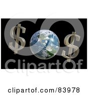 Poster, Art Print Of Two Dollar Symbols By Planet Earth