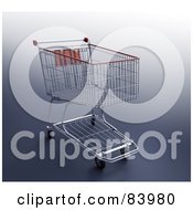 3d Metal Shopping Cart With Red Trim Over A Gradient Gray Background
