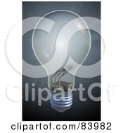 3d Factory Emitting Smog Inside Of A Light Bulb On A Gray Background