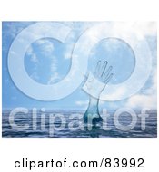 Royalty Free RF Clipart Illustration Of A 3d Water Hand Reaching Out From The Surface Against A Blue Sky by Mopic #COLLC83992-0155