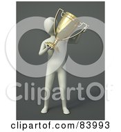 Poster, Art Print Of 3d Human Figure Holding A Golden Trophy Cup