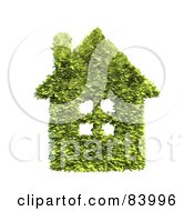 Poster, Art Print Of 3d Leafy House With A Chimney And Windows