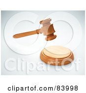 Royalty Free RF Clipart Illustration Of A 3d Judge Or Auction Gavel Above A Sound Block by Mopic