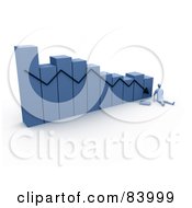 Royalty Free RF Clipart Illustration Of A 3d Blue Person At The Bottom Of A Decreasing Bar Graph by 3poD