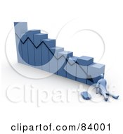 Royalty Free RF Clipart Illustration Of A 3d Blue Person At The Bottom Of A Failure Bar Graph by 3poD
