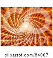 Royalty Free RF Clipart Illustration Of A 3d Abstract Orange Spiraling Tunnel Interior by 3poD