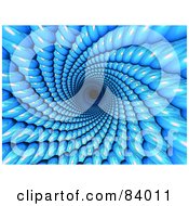 Royalty Free RF Clipart Illustration Of A 3d Abstract Blue Spiraling Tunnel Interior by 3poD