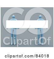 Royalty Free RF Clipart Illustration Of Two 3d Blue People Holding A Blank Sign