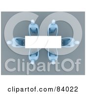 Royalty Free RF Clipart Illustration Of An Aerial View Of Six 3d Blue People Holding A Blank Sign by 3poD