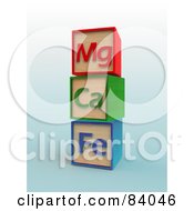 Poster, Art Print Of Stack Of Three Mg Ca And Fe Letter Blocks