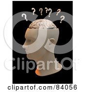 Poster, Art Print Of Question Marks Above A 3d Human Head With A Brain