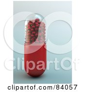 Red And Trasnparent Pill Capsule Filled With 3d Strawberries