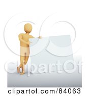 Royalty Free RF Clipart Illustration Of A 3d Human Figure Leaning And Pointing To A Blank Sign by Mopic