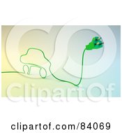 Royalty Free RF Clipart Illustration Of A 3d Green Electric Cable And Plug In The Shape Of A Car