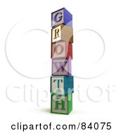 Stacked Tower Of 3d Letter Blocks Spelling Growth