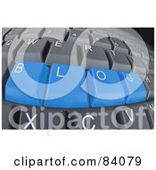 Royalty Free RF Clipart Illustration Of Blue 3d Blog Buttons On A Computer Keyboard by Mopic