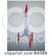 3d White And Red Rocket Prepared To Launch