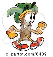 Clipart Picture Of A Palm Tree Mascot Cartoon Character Speed Walking Or Jogging